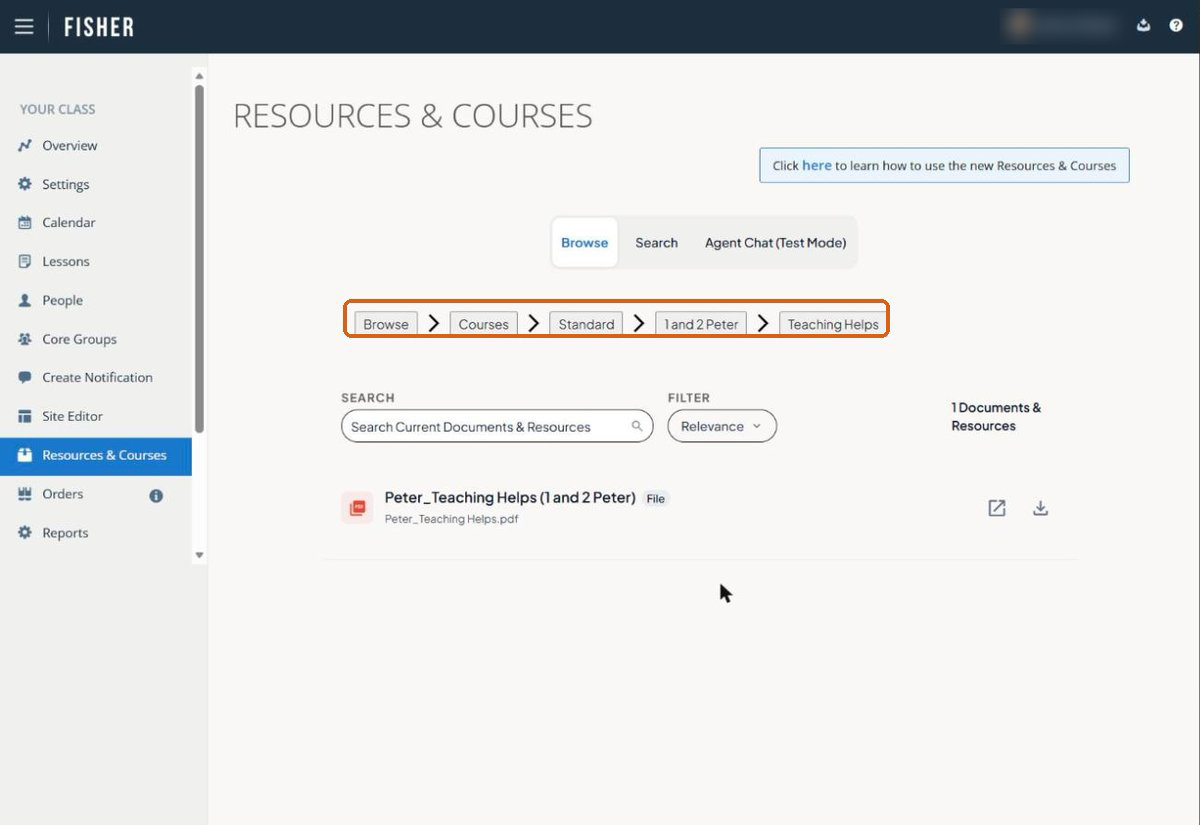 The breadcrumb trail reading Browse, Courses, Standard, 1 and 2 Peter, Teaching Helps.